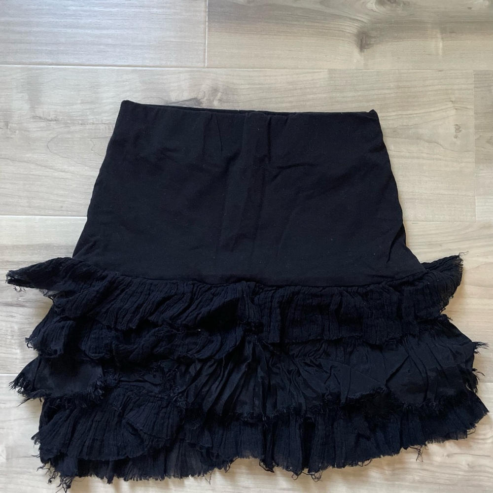 Free People Black Ruffled Skirt